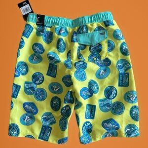 Hurley Yellow and Blue Graphic Swim Shorts